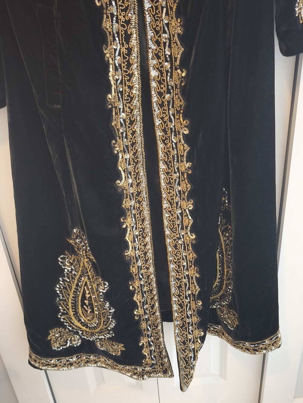 Soft Surroundings Heritage Black Velvet Embellished Duster Coat - Picture 2 of 10